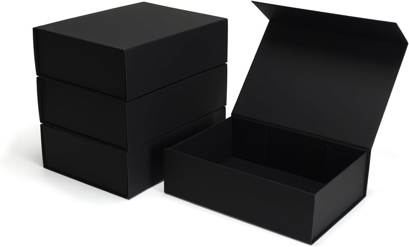 Ditwis 4 Pack 10.5x7.5x3.1 Inches Gift Boxes with Magnetic Closure Lids, Black Magnetic Box for Wedding, Groomsmen Bridesmaid Proposal, Birthdays, Mother's Day - Image 1
